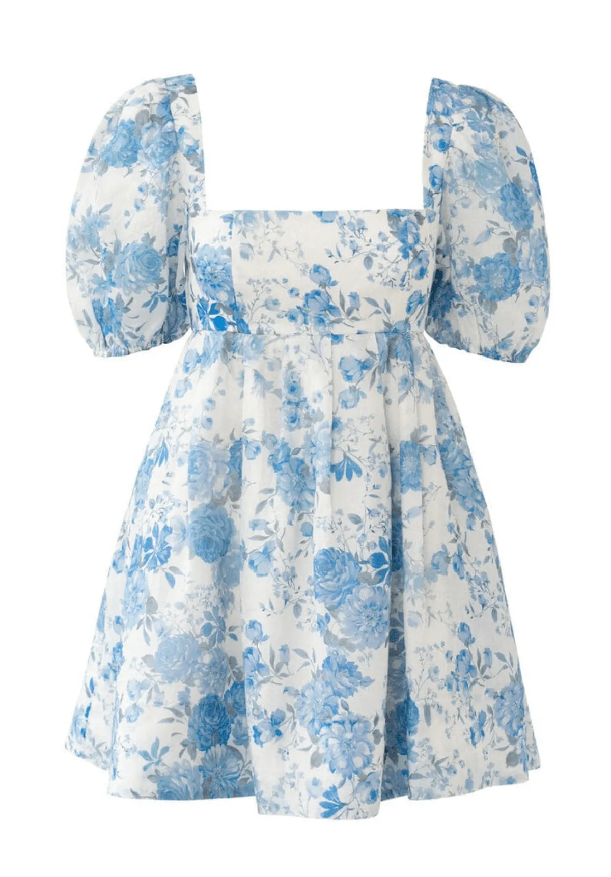 Aerin Open Back Tie  Mini Dress - Sky Blue Floral