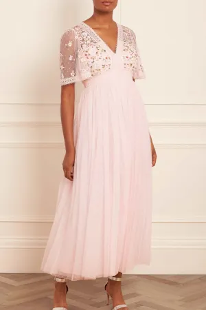 Affordable Luxury Garland Ribbon Bodice Ankle Gown NEEDLE THREAD  Limited Availability!