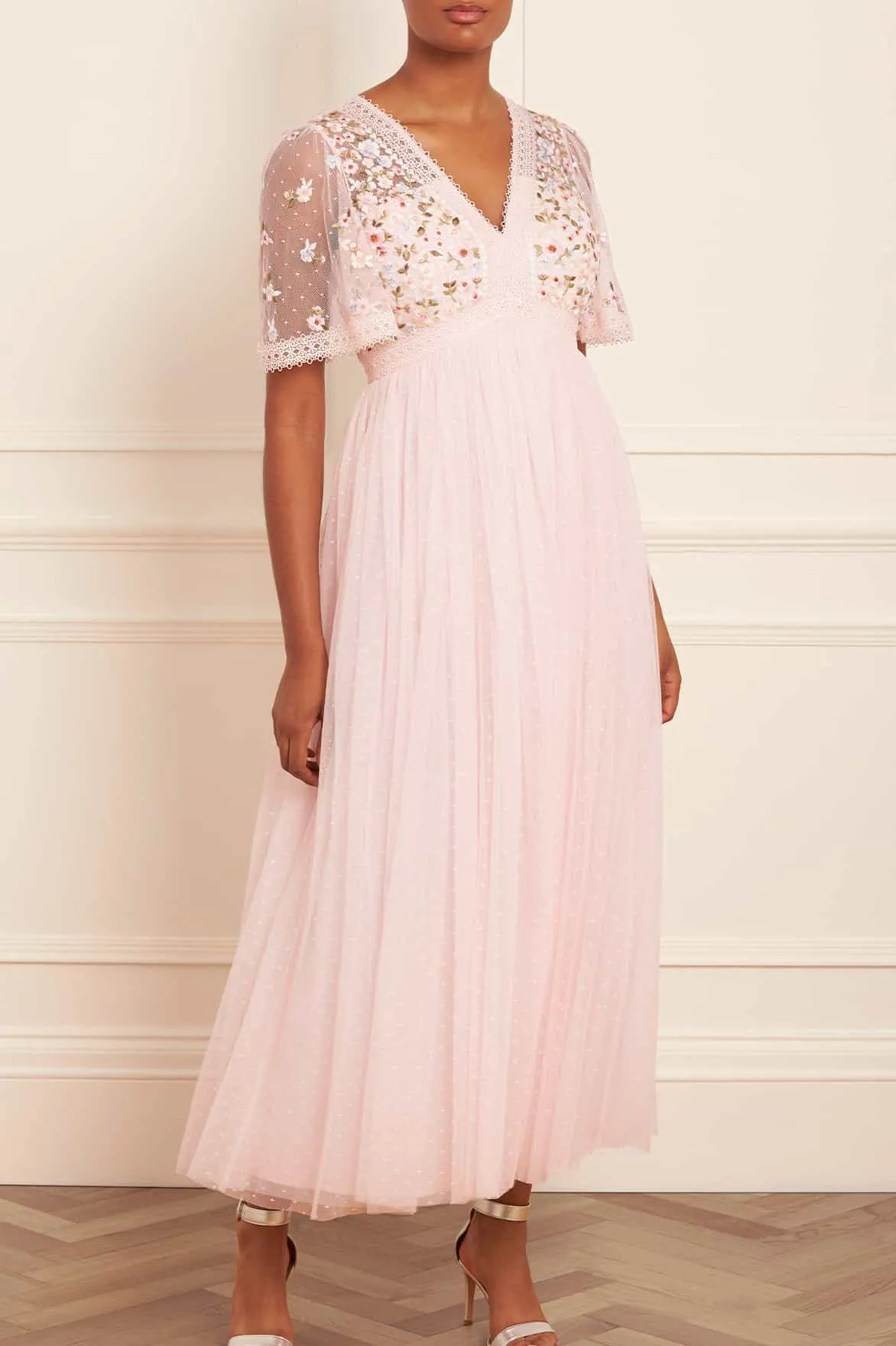 Affordable Luxury Garland Ribbon Bodice Ankle Gown NEEDLE THREAD  Limited Availability!