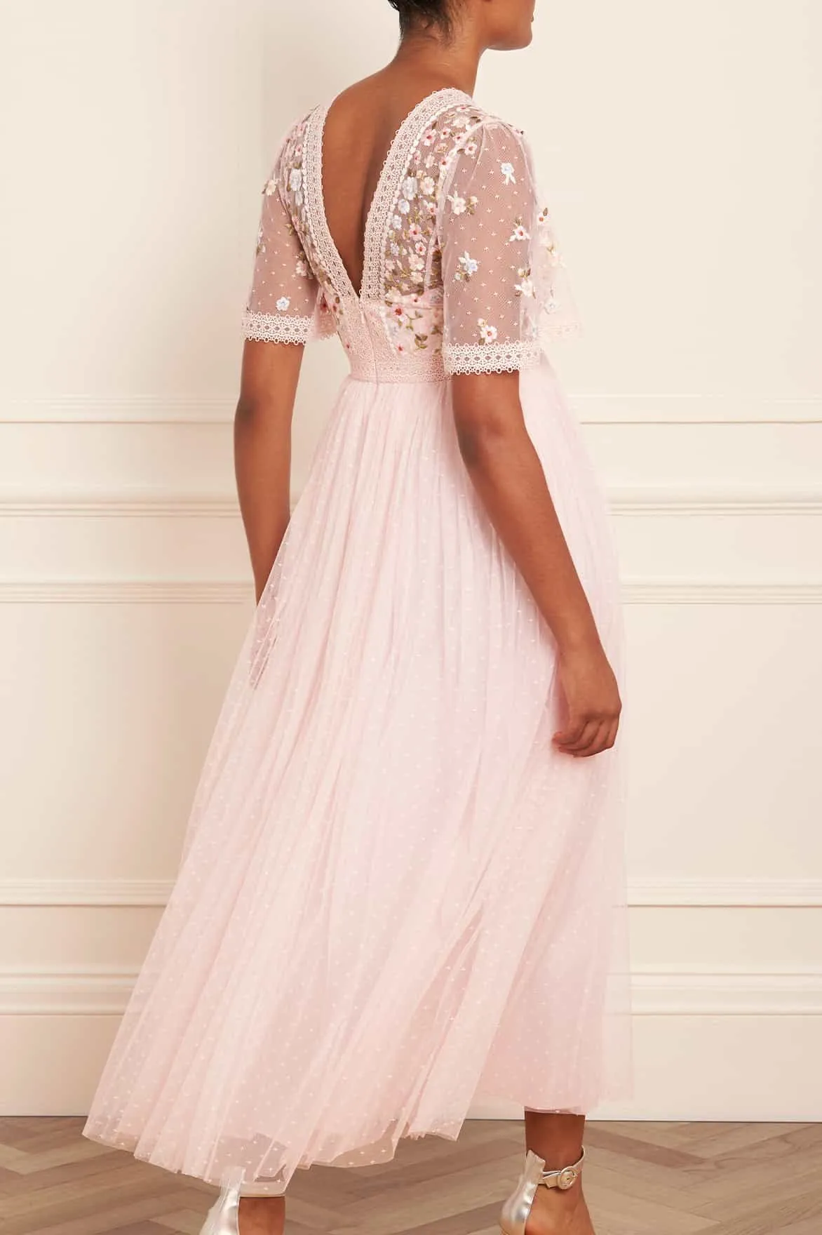 Affordable Luxury Garland Ribbon Bodice Ankle Gown NEEDLE THREAD  Limited Availability!