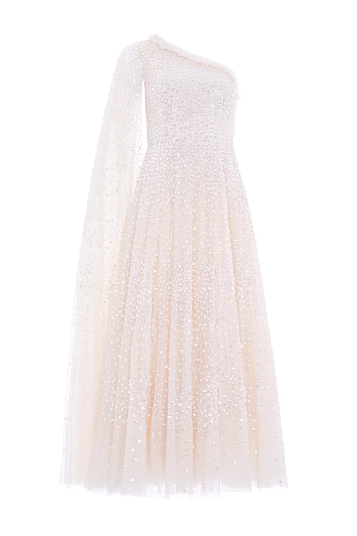 Affordable Luxury Scatter Dot One-Shoulder Ankle Gown NEEDLE THREAD  Going Fast!