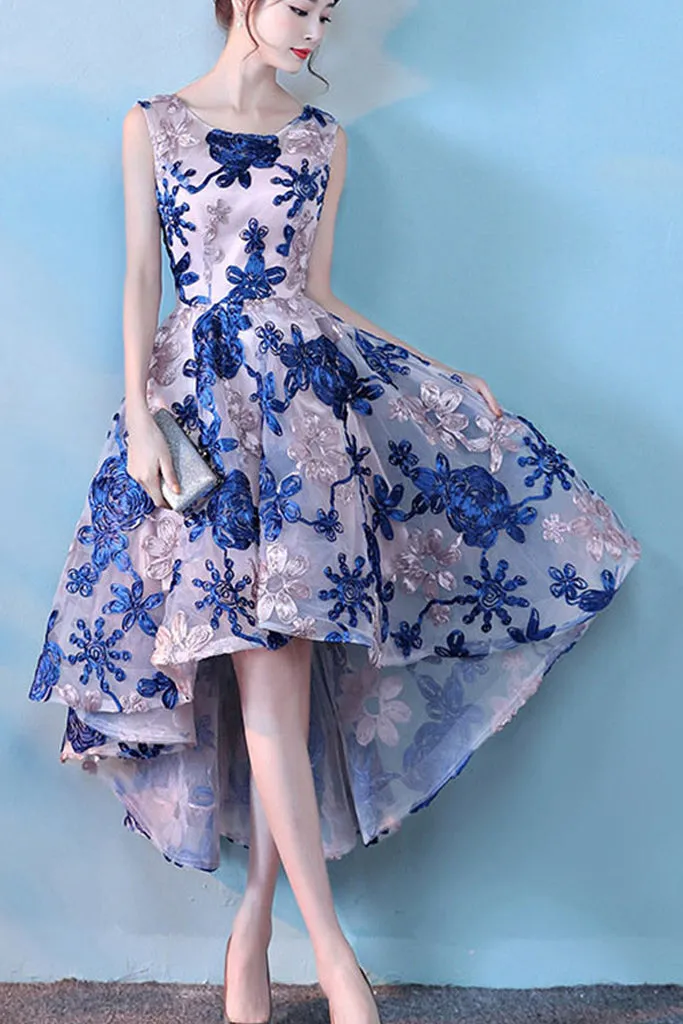 Affordable Luxury SLEEVELESS EMBROIDERED HIGH LOW FORMAL DRESS  Going Fast!