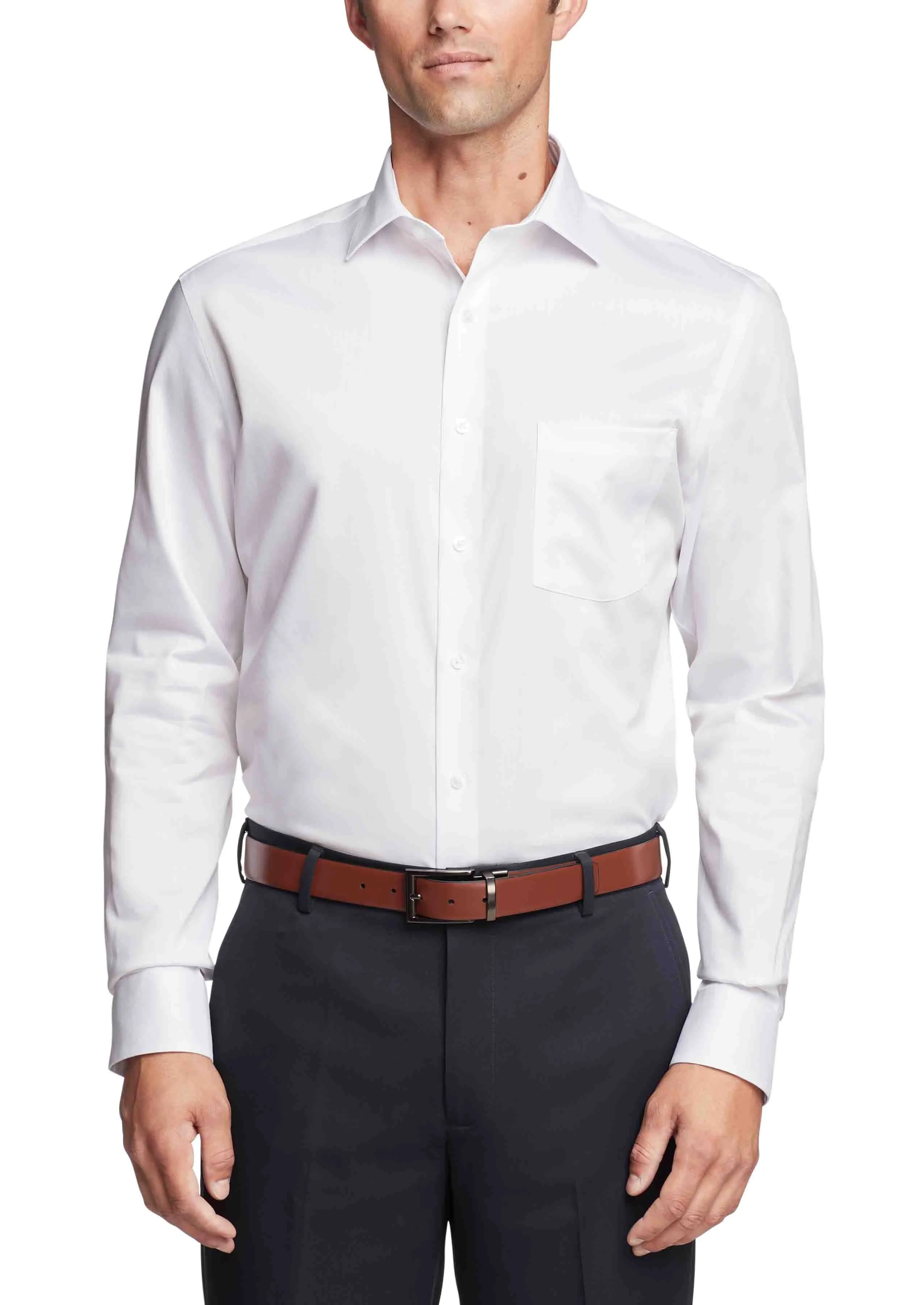 Affordable Luxury Van Heusen Regular Fit Ultra Wrinkle Free Stretch FLEX Solid  Limited Stock!