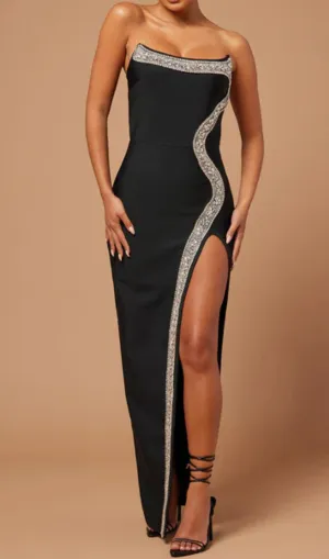 Amber-embellished Bandage Gown in Black Gloria Lanvin