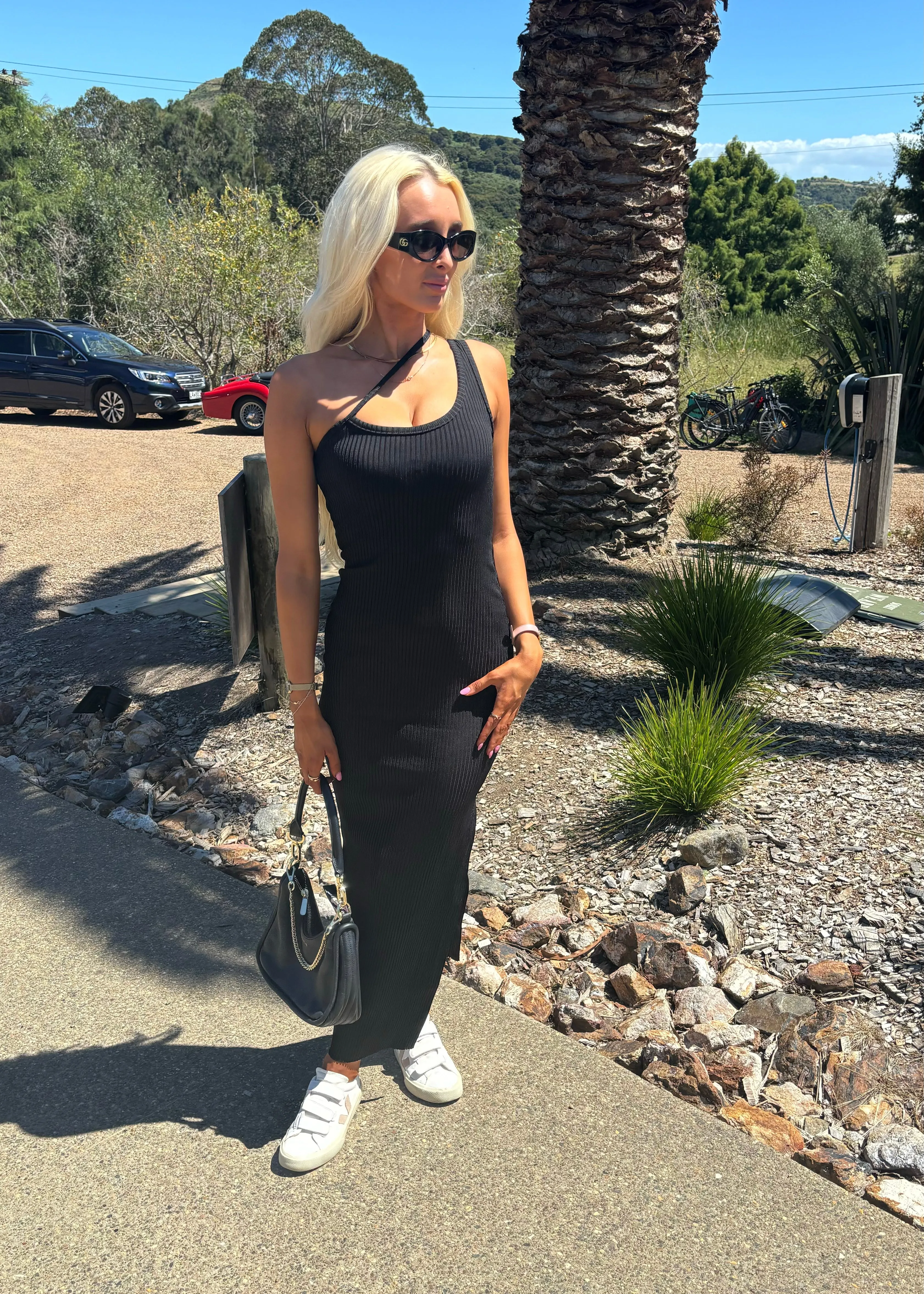 Anastasia Asym Maxi Dress - Black