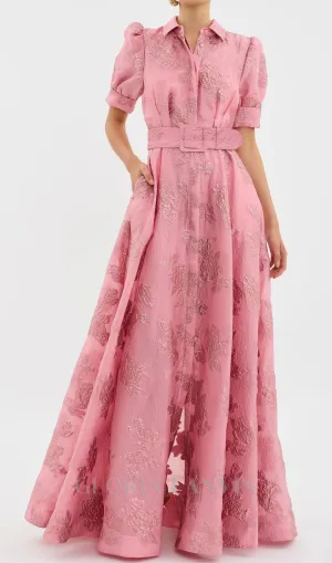 Annette floral embellished Button Gown in pink Gloria Lanvin