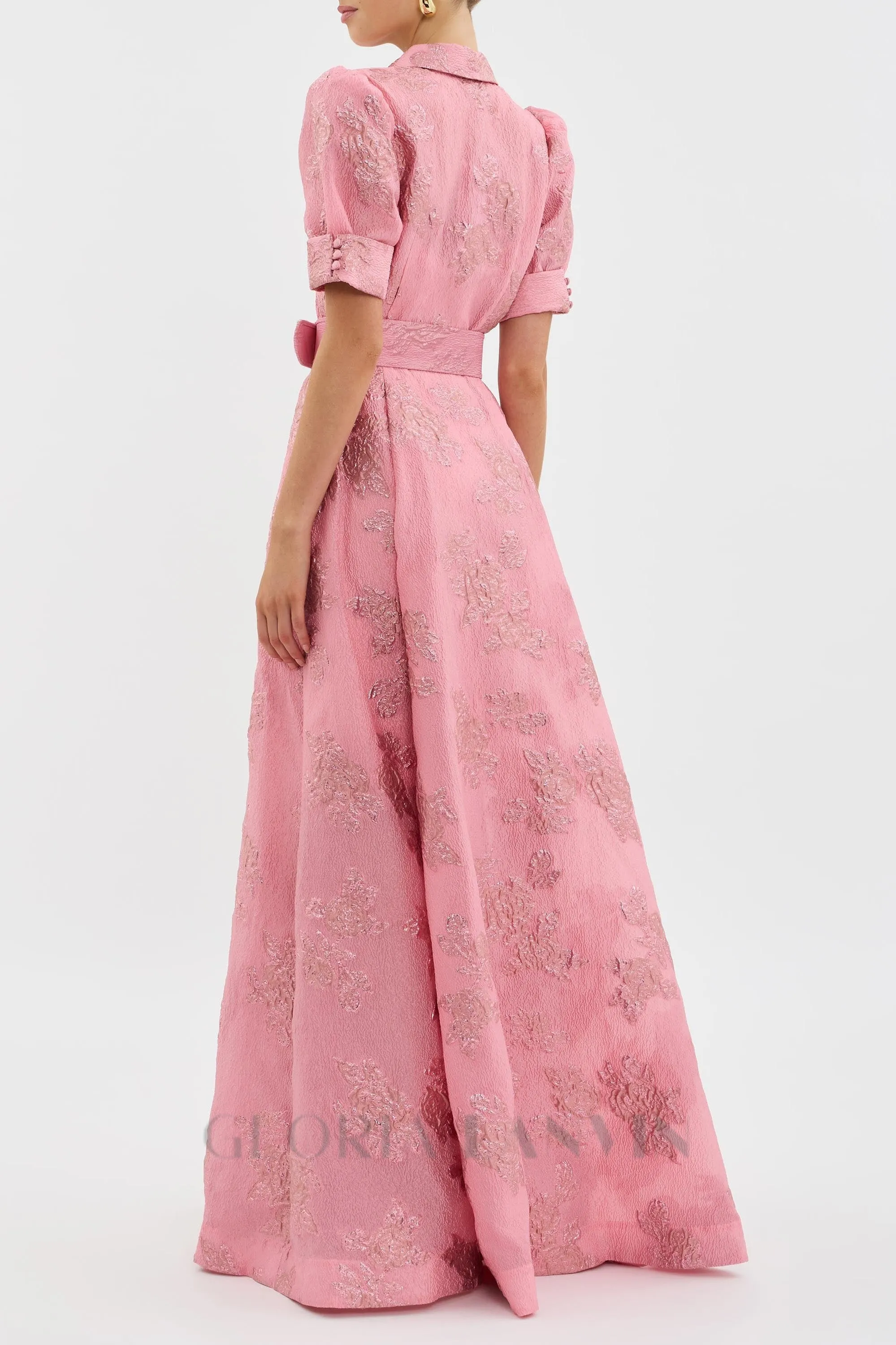 Annette floral embellished Button Gown in pink Gloria Lanvin