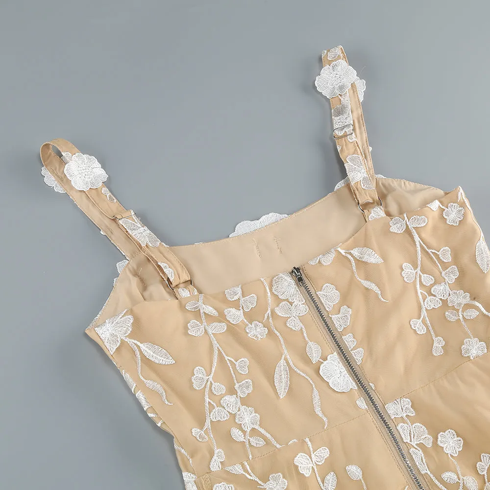 APPHIA FLORAL EMBROIDERED SLEEVELESS TULLE MAXI DRESS Gloria Lanvin