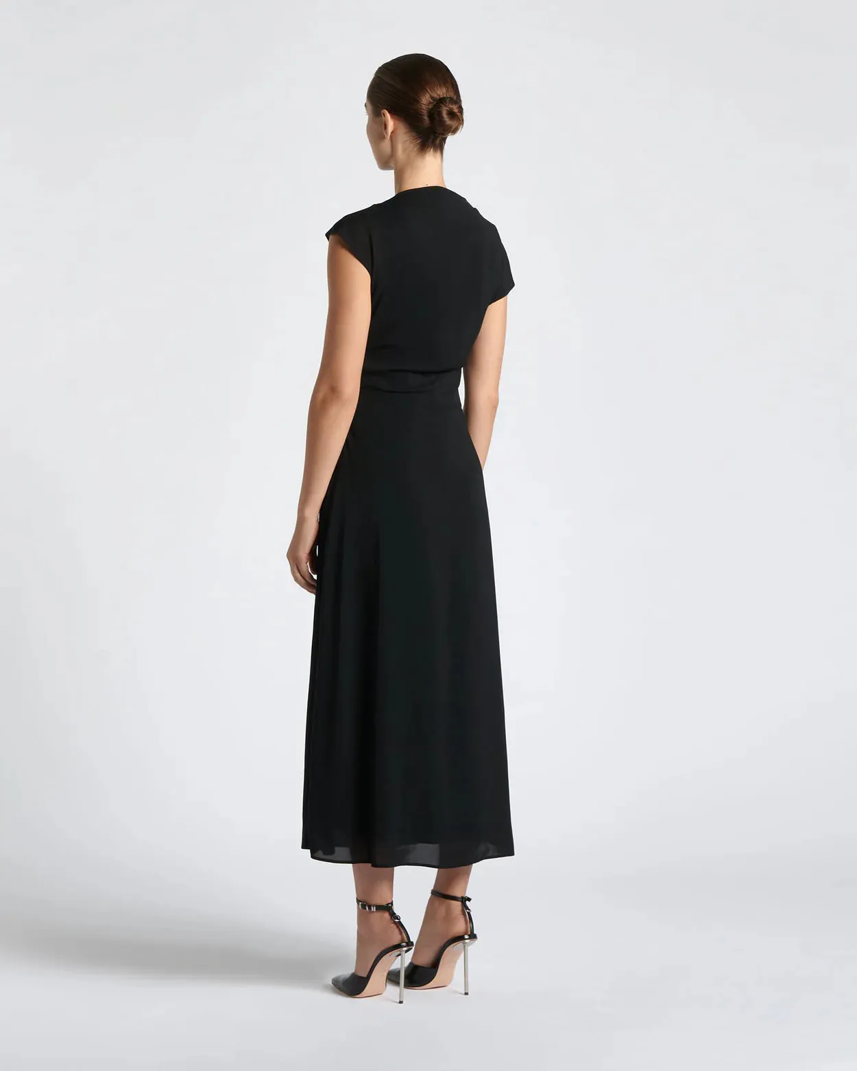 Asymmetric Draped Midi Dress