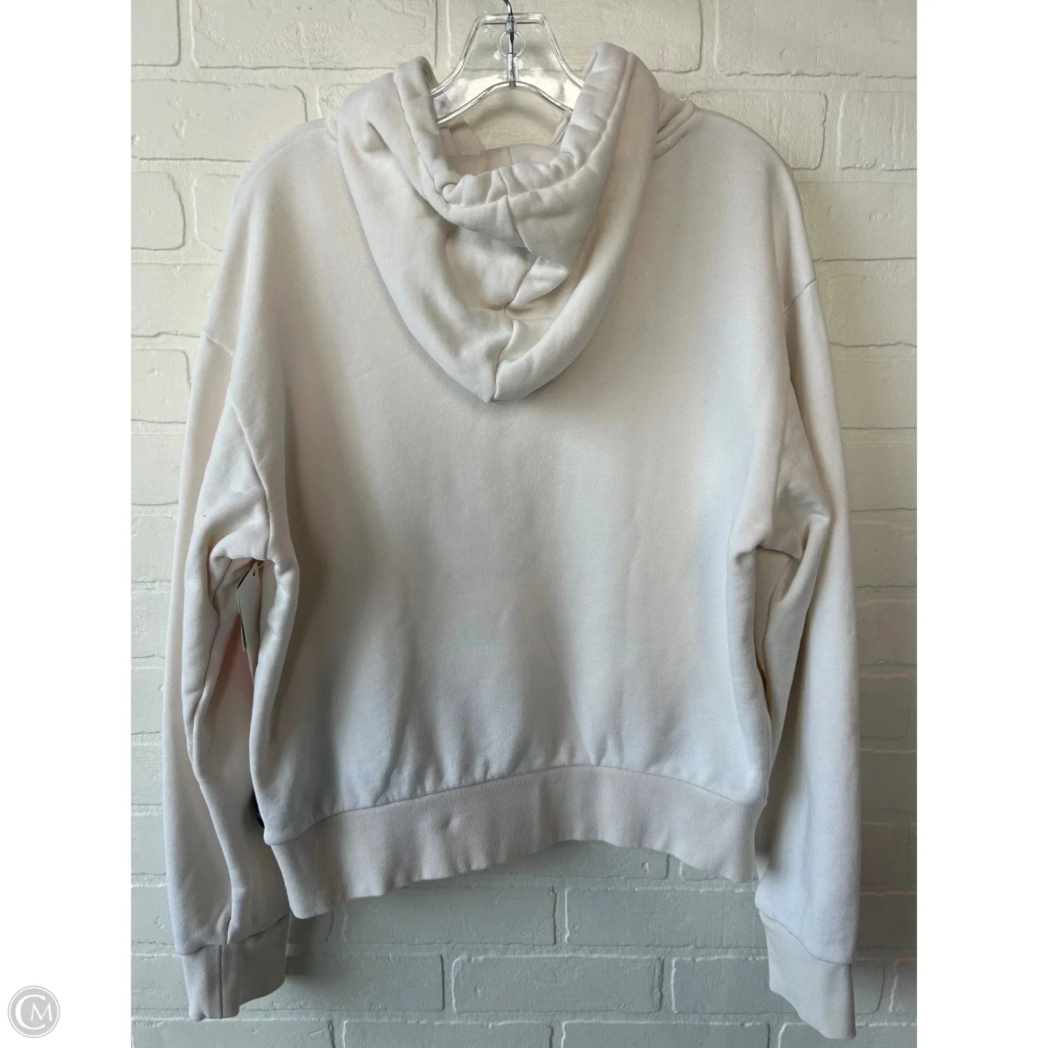 Athletic Sweatshirt Hoodie By Adidas In Cream & Green, Size: S