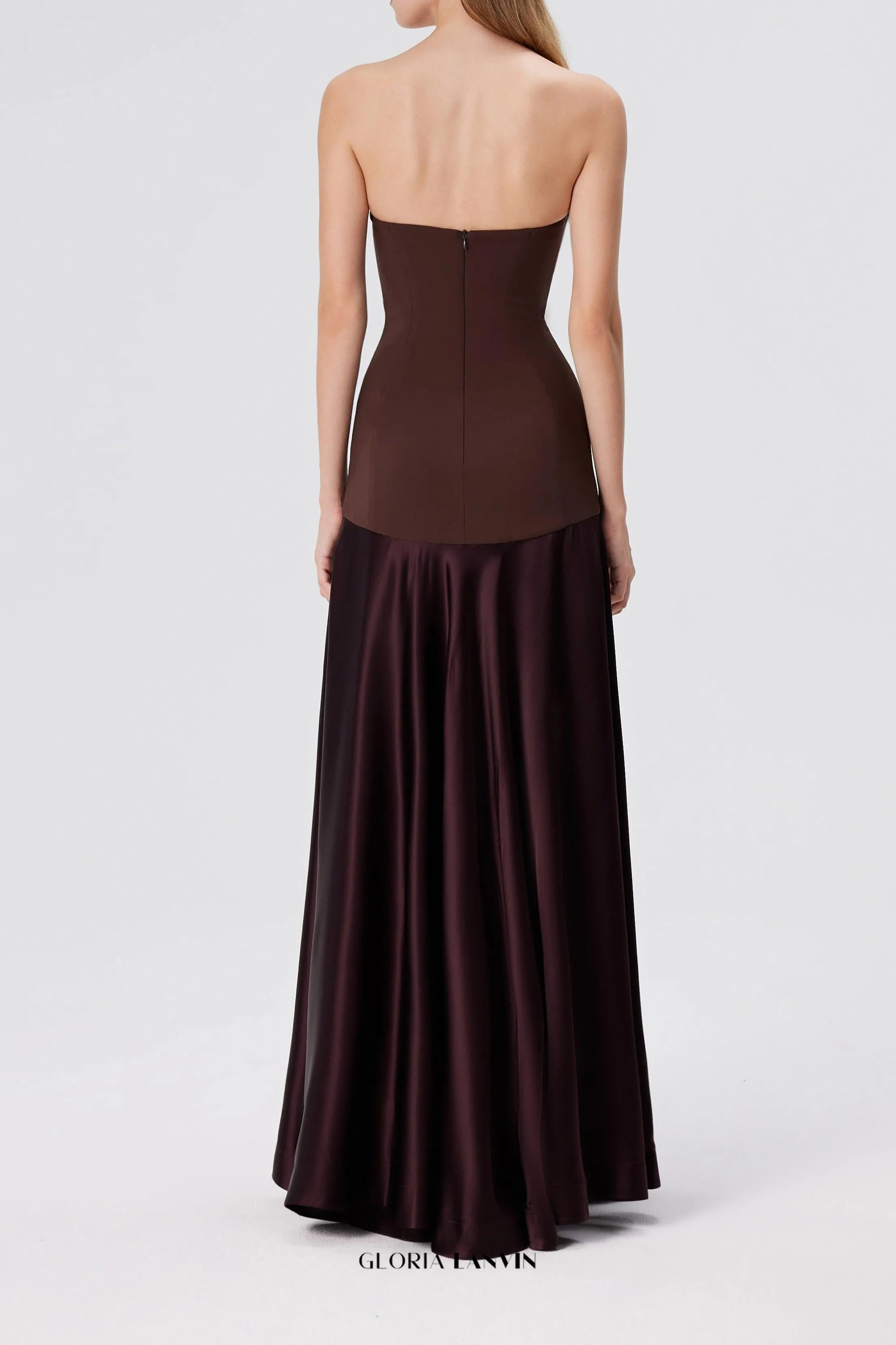 Aura Strapless Gown in Espresso Gloria Lanvin