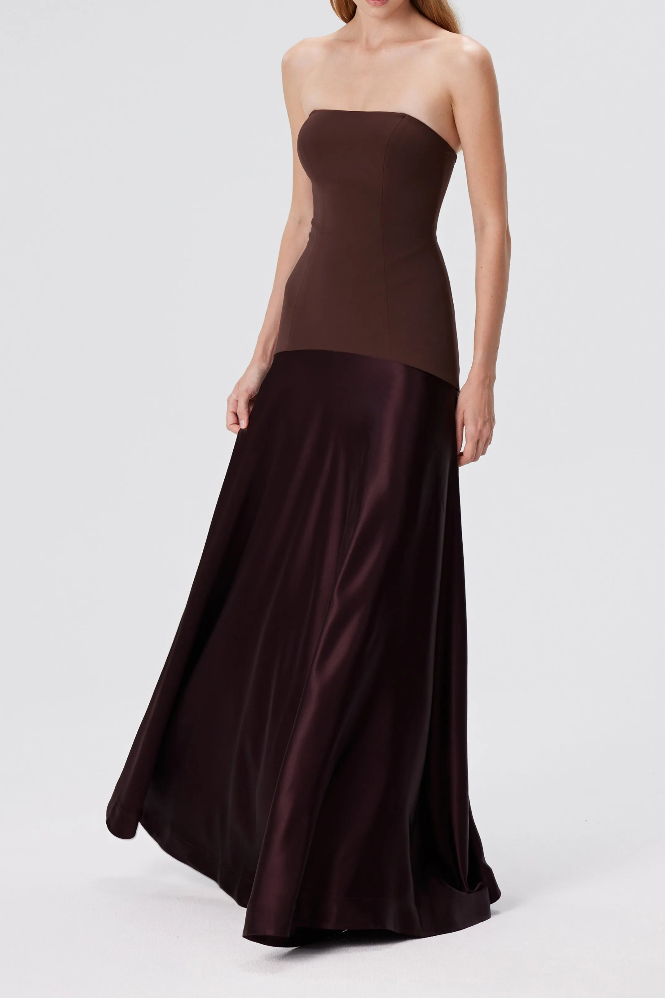 Aura Strapless Gown in Espresso Gloria Lanvin