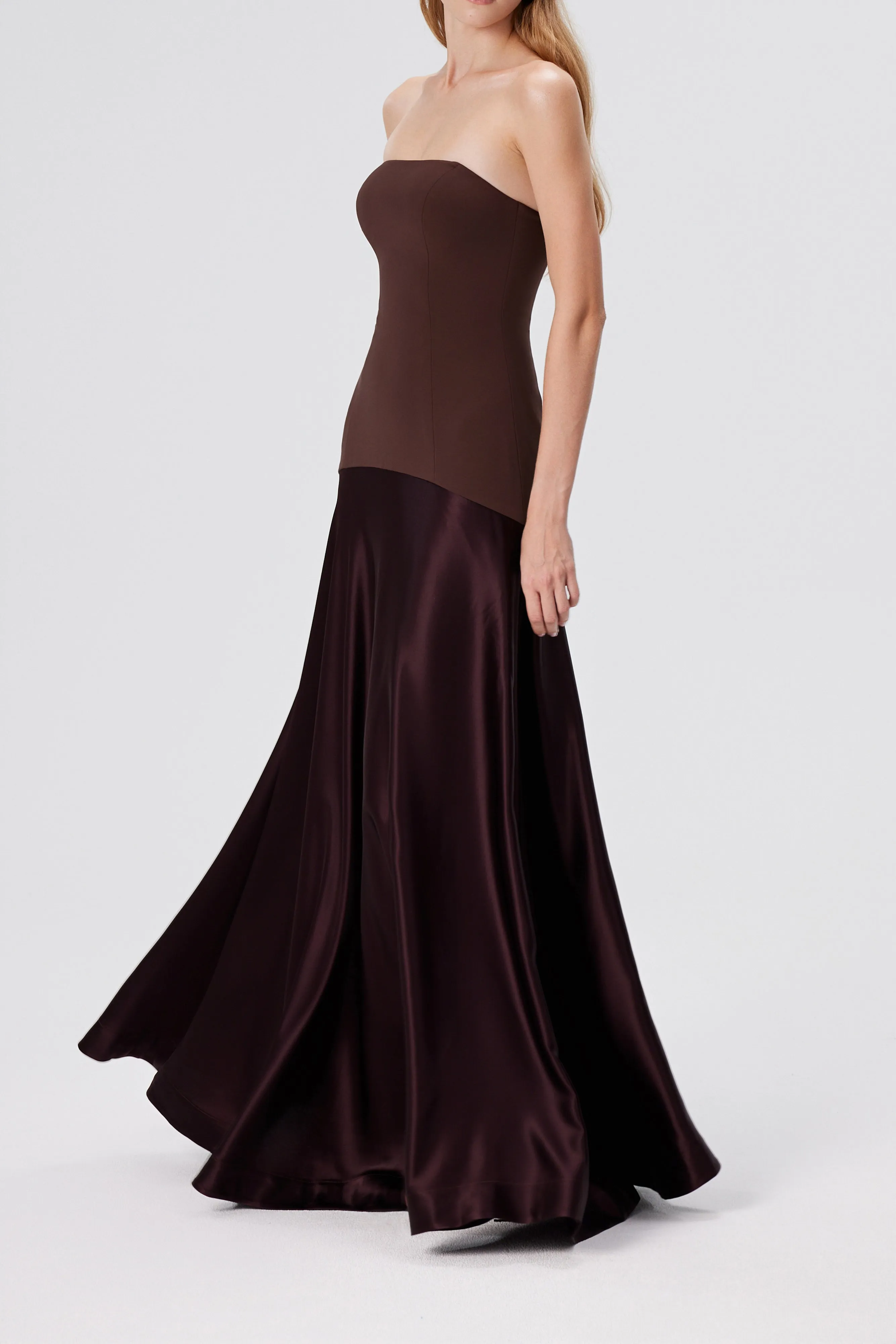Aura Strapless Gown in Espresso Gloria Lanvin