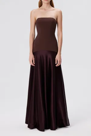 Aura Strapless Gown in Espresso Gloria Lanvin