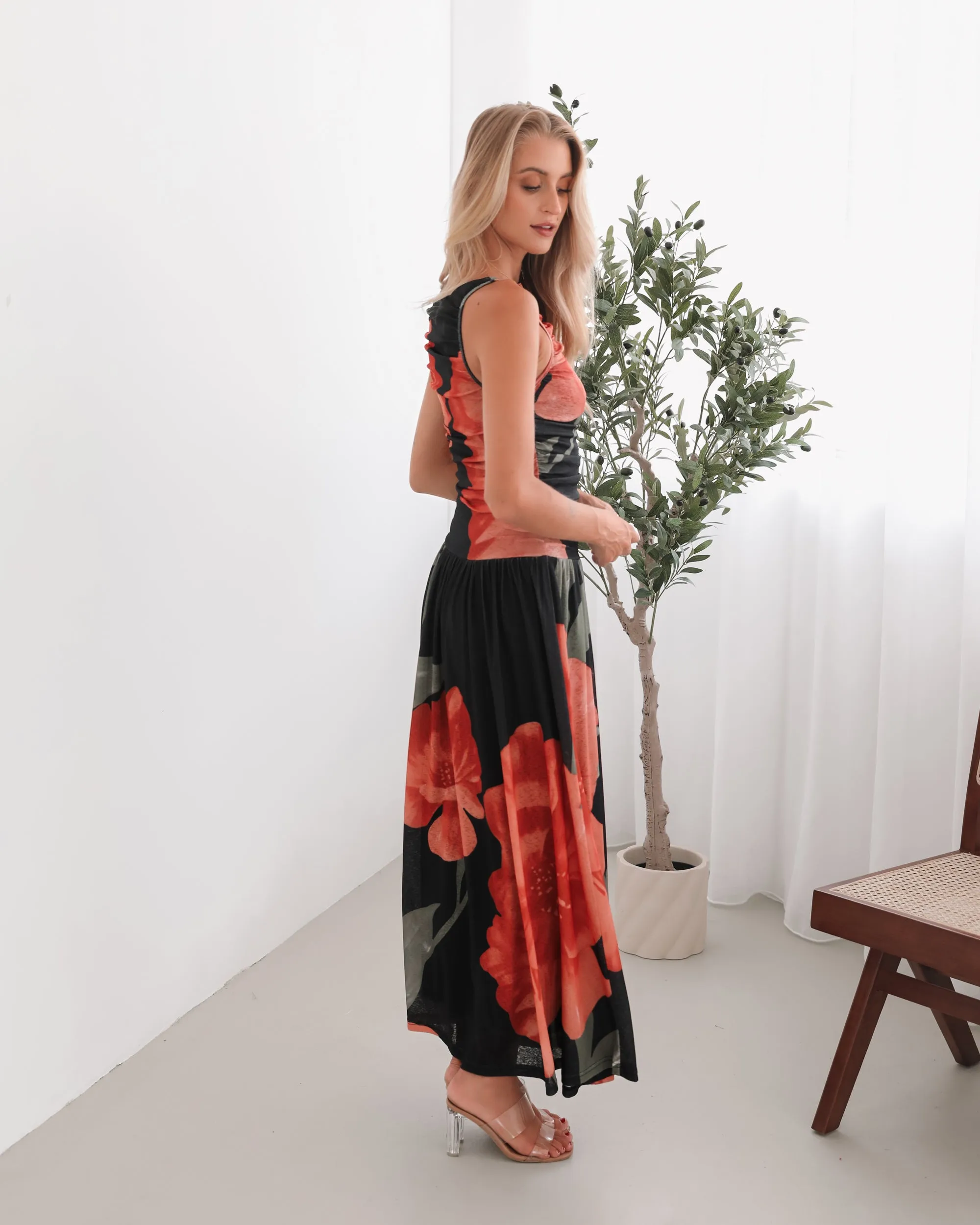 Balayage Dress - Black Floral