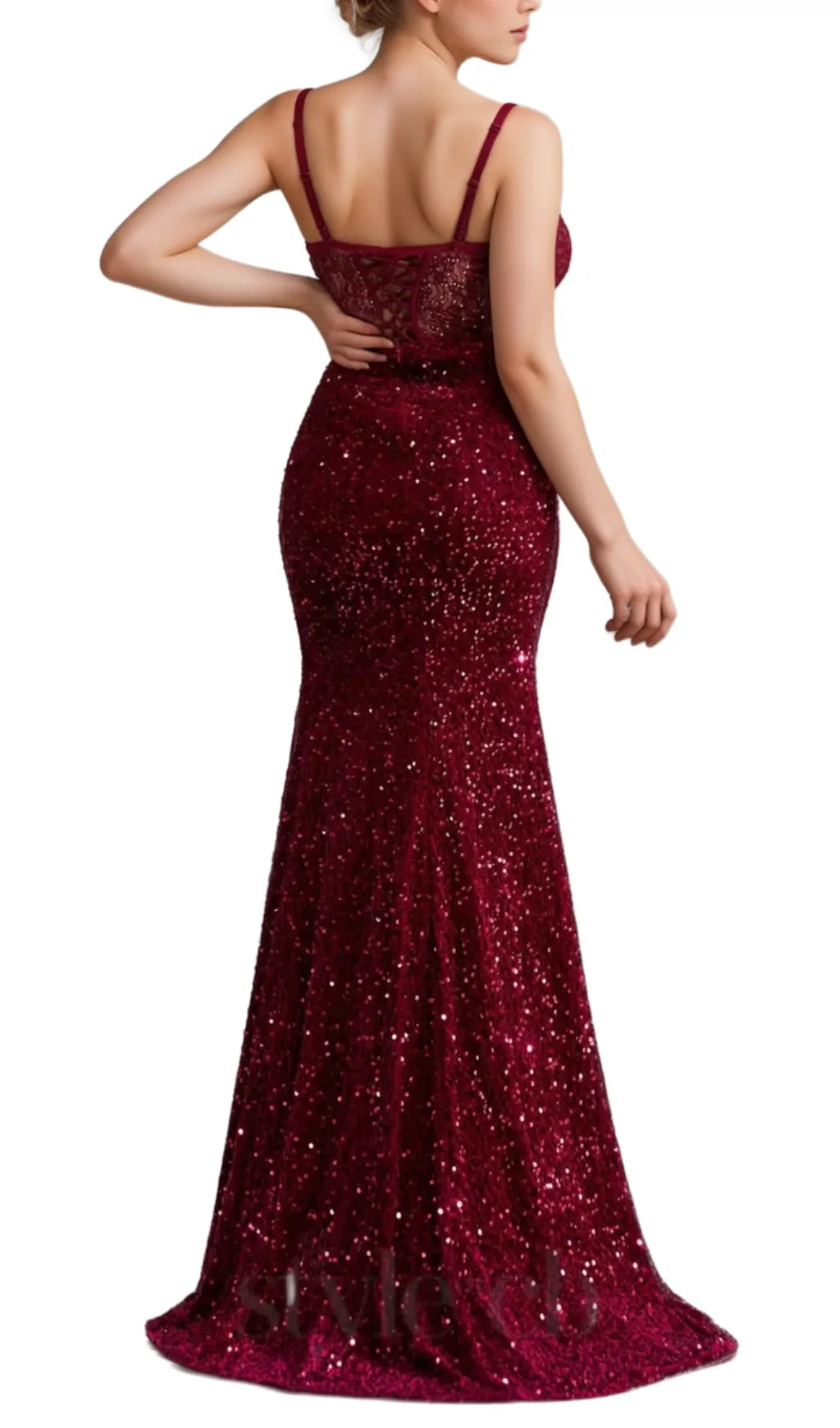 belinda lace corset sequin maxi dress in red Gloria Lanvin