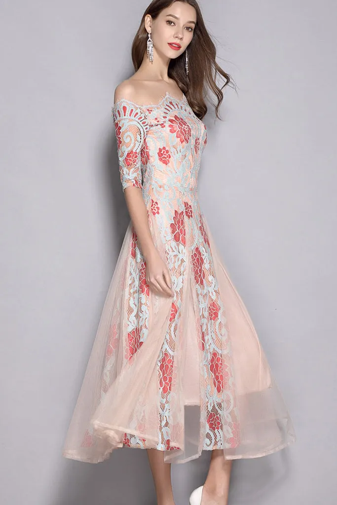 Best-Selling OFF SHOULDER CONTRAST FORMAL DRESS  Going Fast!