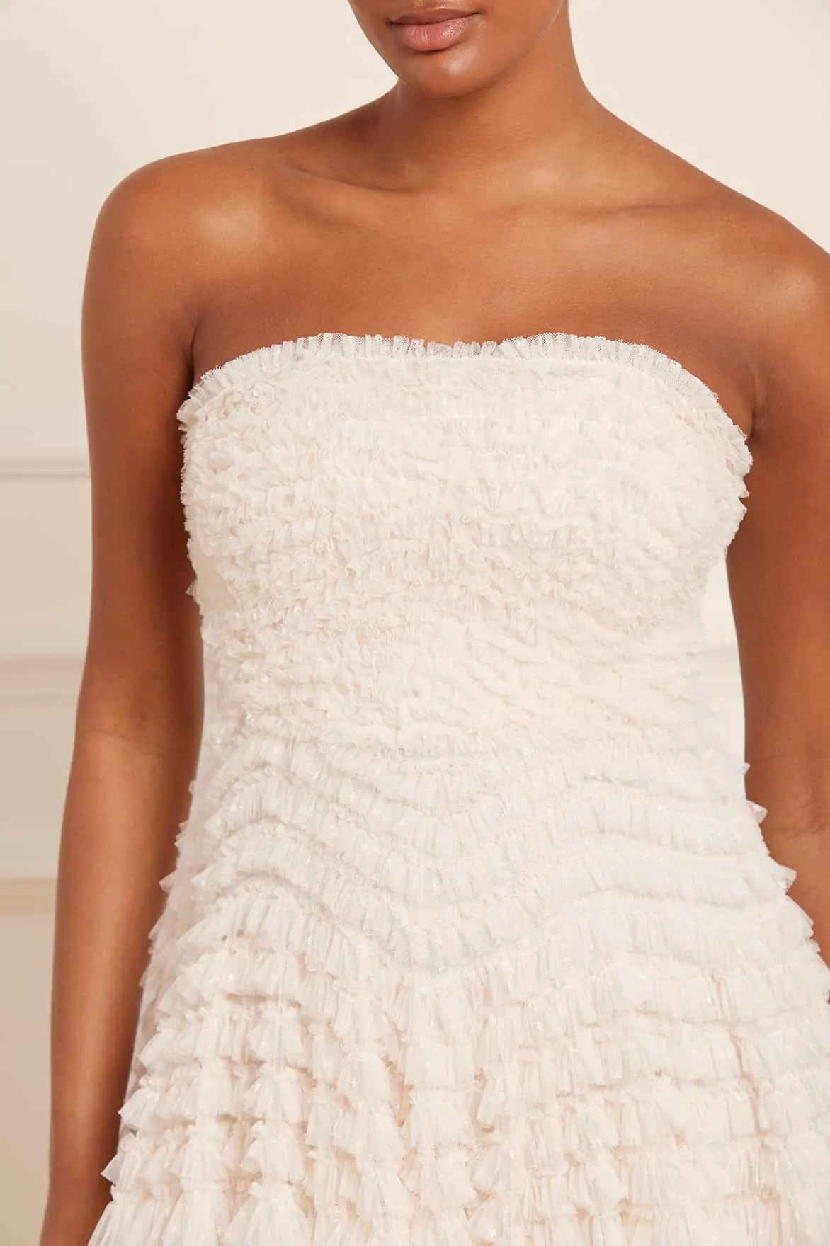 BestSelling Hattie Ruffle Strapless Ankle Gown NEEDLE THREAD  Stylish & Comfortable