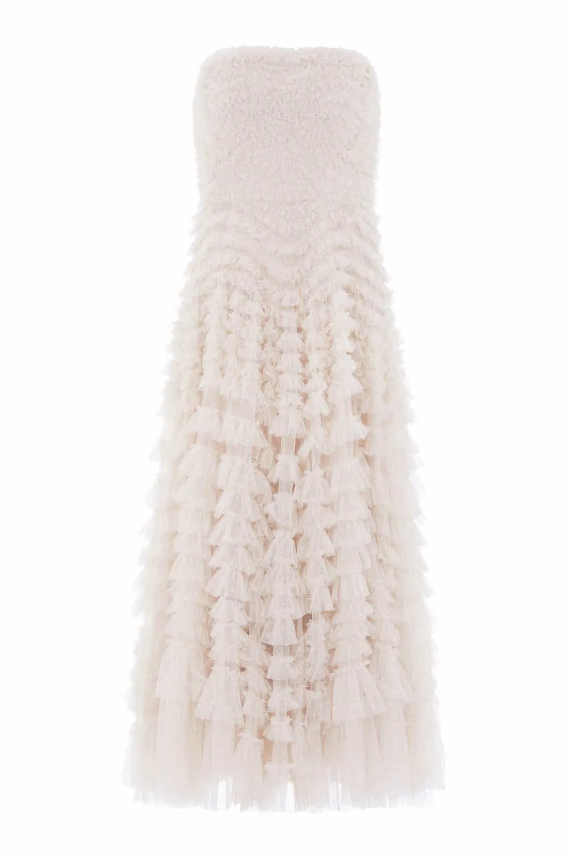BestSelling Hattie Ruffle Strapless Ankle Gown NEEDLE THREAD  Stylish & Comfortable