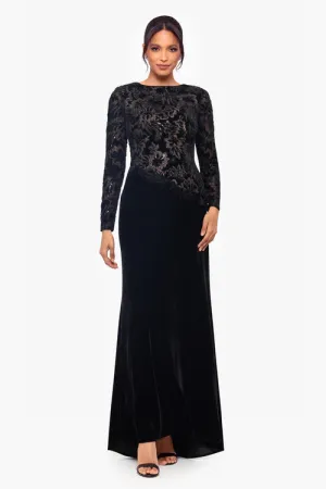Betsy & Adam "Alena" Sequin and Velvet Dress A26782
