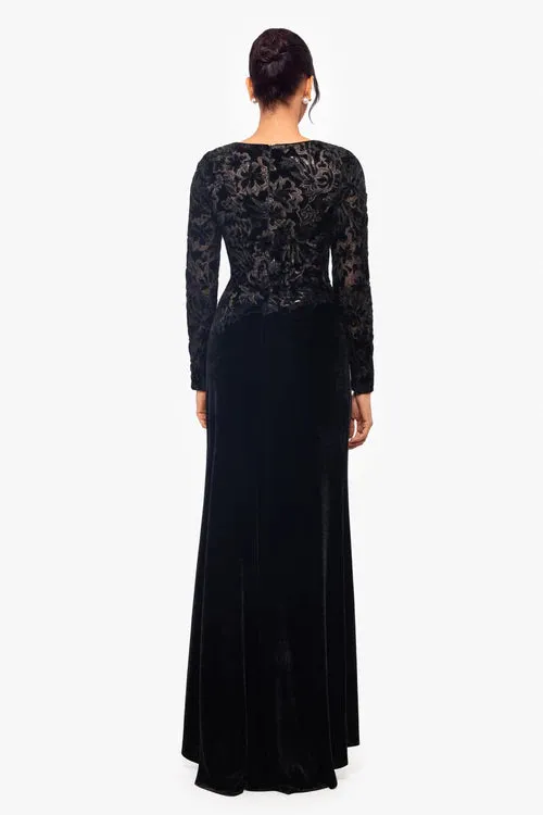 Betsy & Adam "Alena" Sequin and Velvet Dress A26782