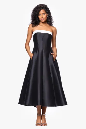 Betsy & Adam "Kate" Strapless Tea Length Ballgown A27115
