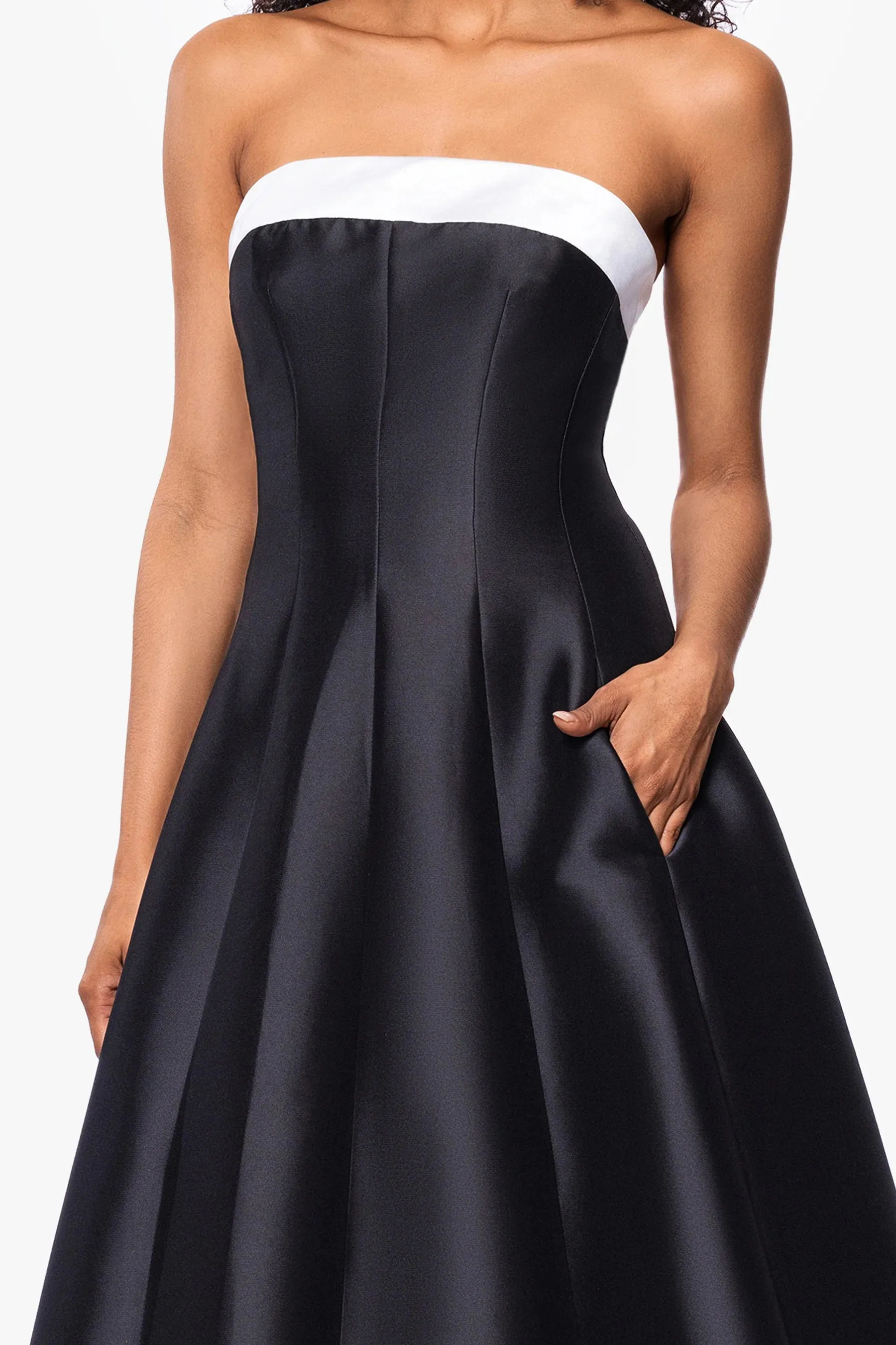 Betsy & Adam "Kate" Strapless Tea Length Ballgown A27115