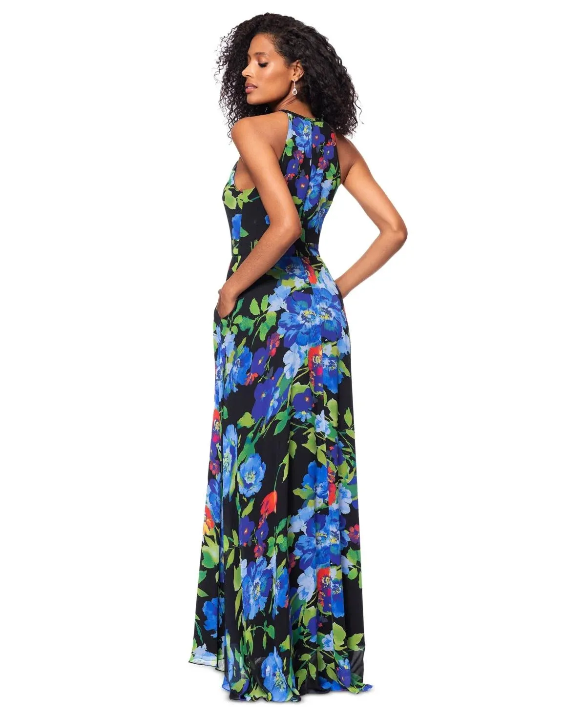 Betsy and Adam Floral Halter Neck Dress A27137