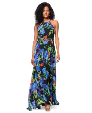 Betsy and Adam Floral Halter Neck Dress A27137