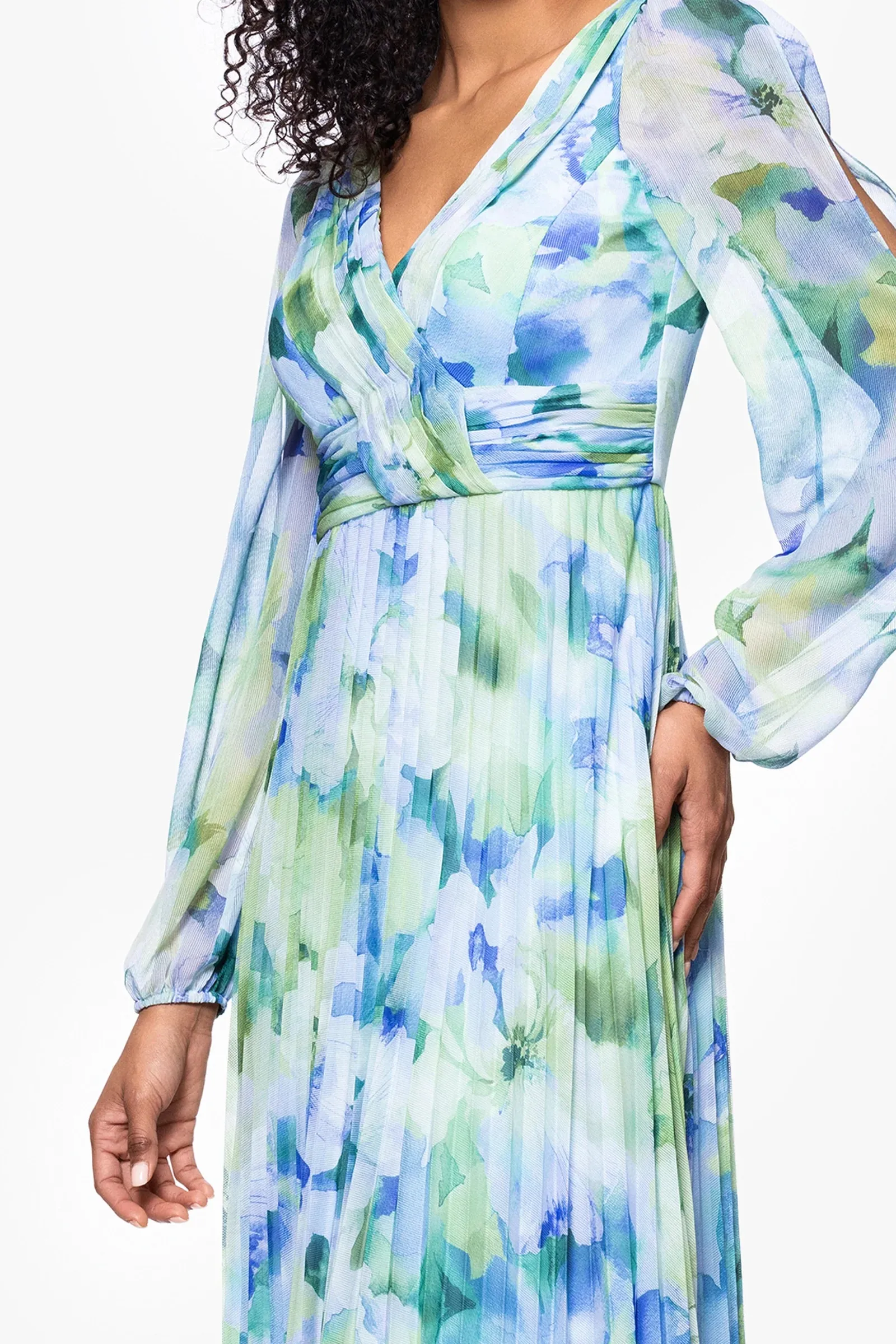 Betsy and Adam "Dara" Long Sleeve Chiffon Print Dress A26905