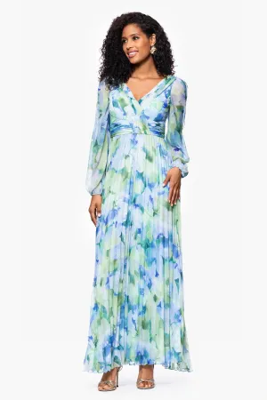 Betsy and Adam "Dara" Long Sleeve Chiffon Print Dress A26905