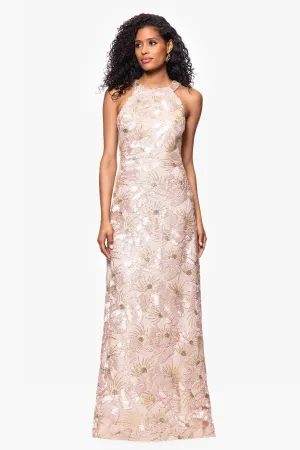 Betsy and Adam "Fabiana" Halter Neck Soutache and Sequin Dress A27023