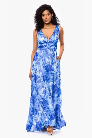 Betsy and Adam "Jaime" Floral Print Chiffon V-Neck Dress A27073