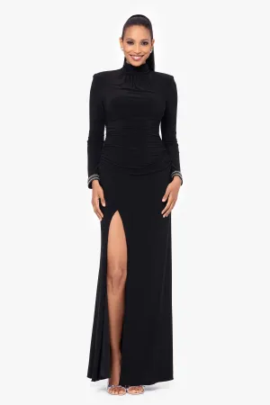 Betsy and Adam "Roxie" Long Jersey Knit Mock Neck Dress A26766