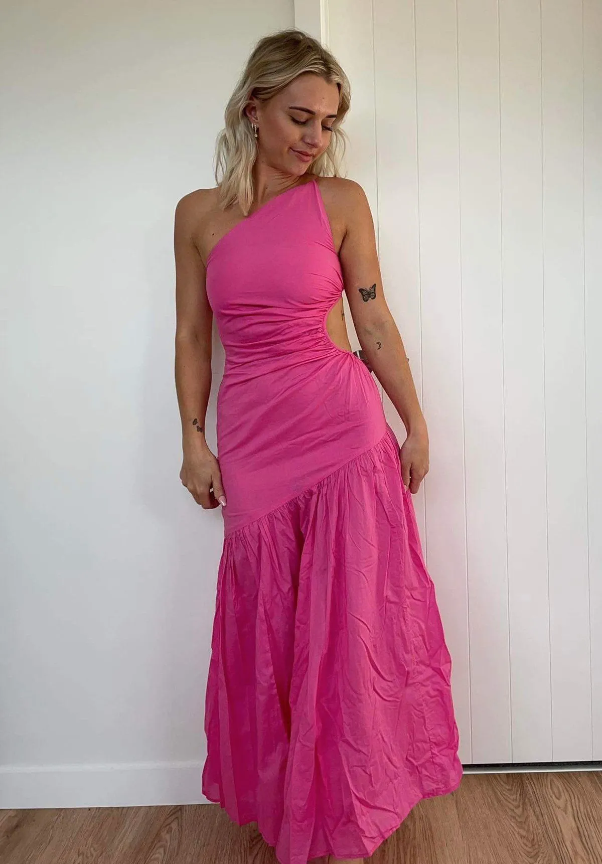 Bettina Cut Out Midi Dress - Pink