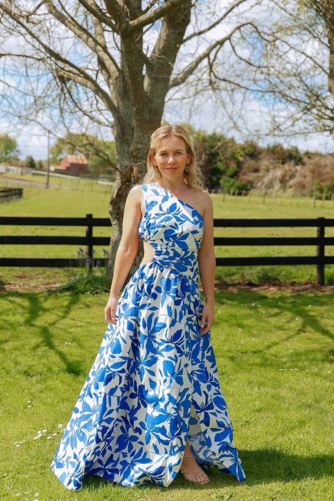 Bleue Asymmetrical Cut Out Maxi Dress