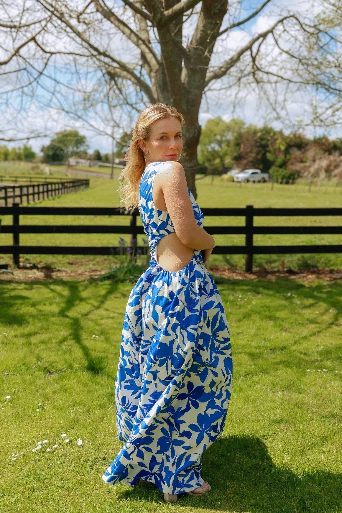 Bleue Asymmetrical Cut Out Maxi Dress