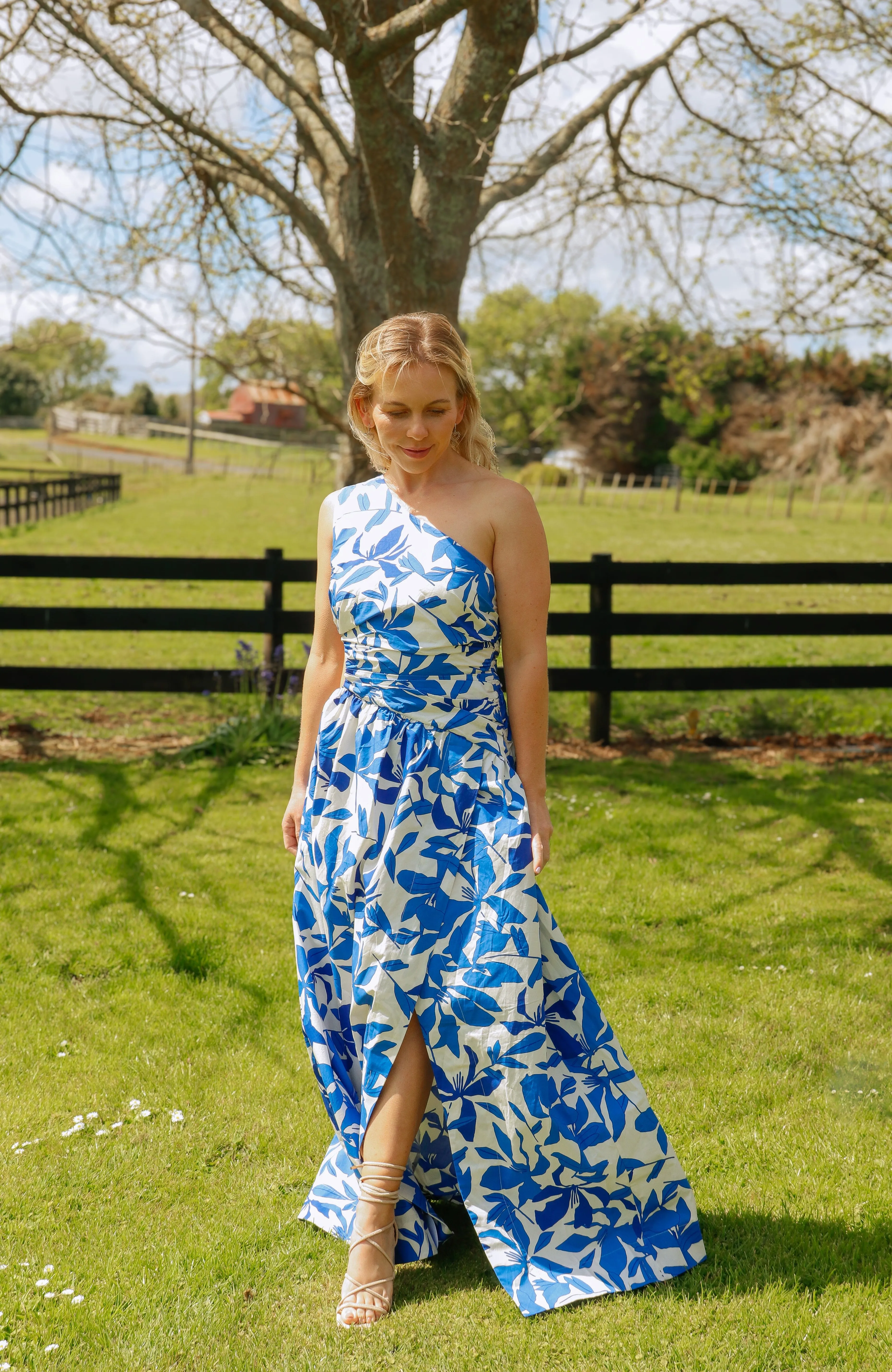 Bleue Asymmetrical Cut Out Maxi Dress