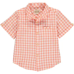 Boy's Penzance Short Sleeve Shirt In Apricot Plaid