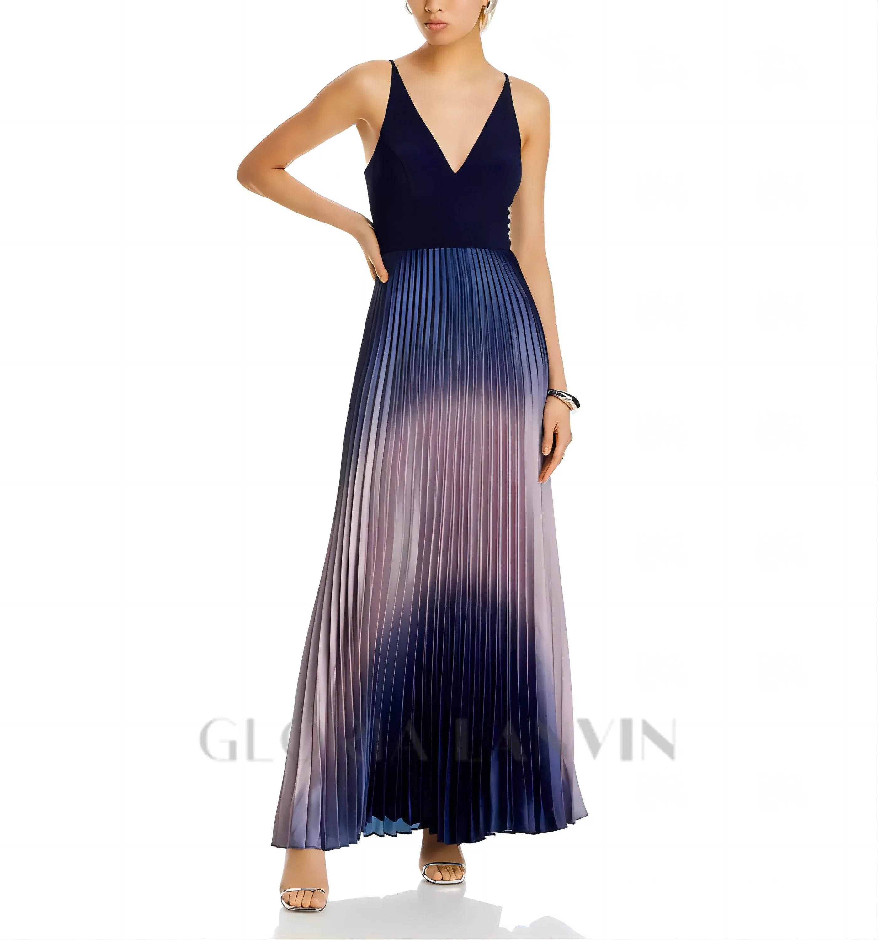 Brianna Pleated Shimmer Gown Gloria Lanvin