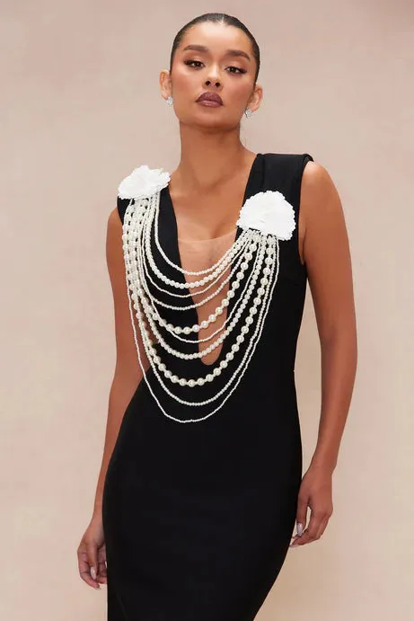 Cheyenne Pearl Bandage Gown in Black Gloria Lanvin