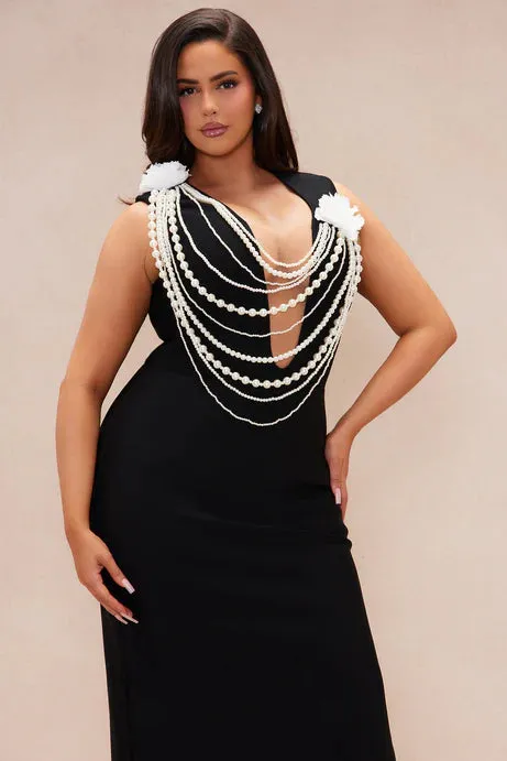 Cheyenne Pearl Bandage Gown in Black Gloria Lanvin