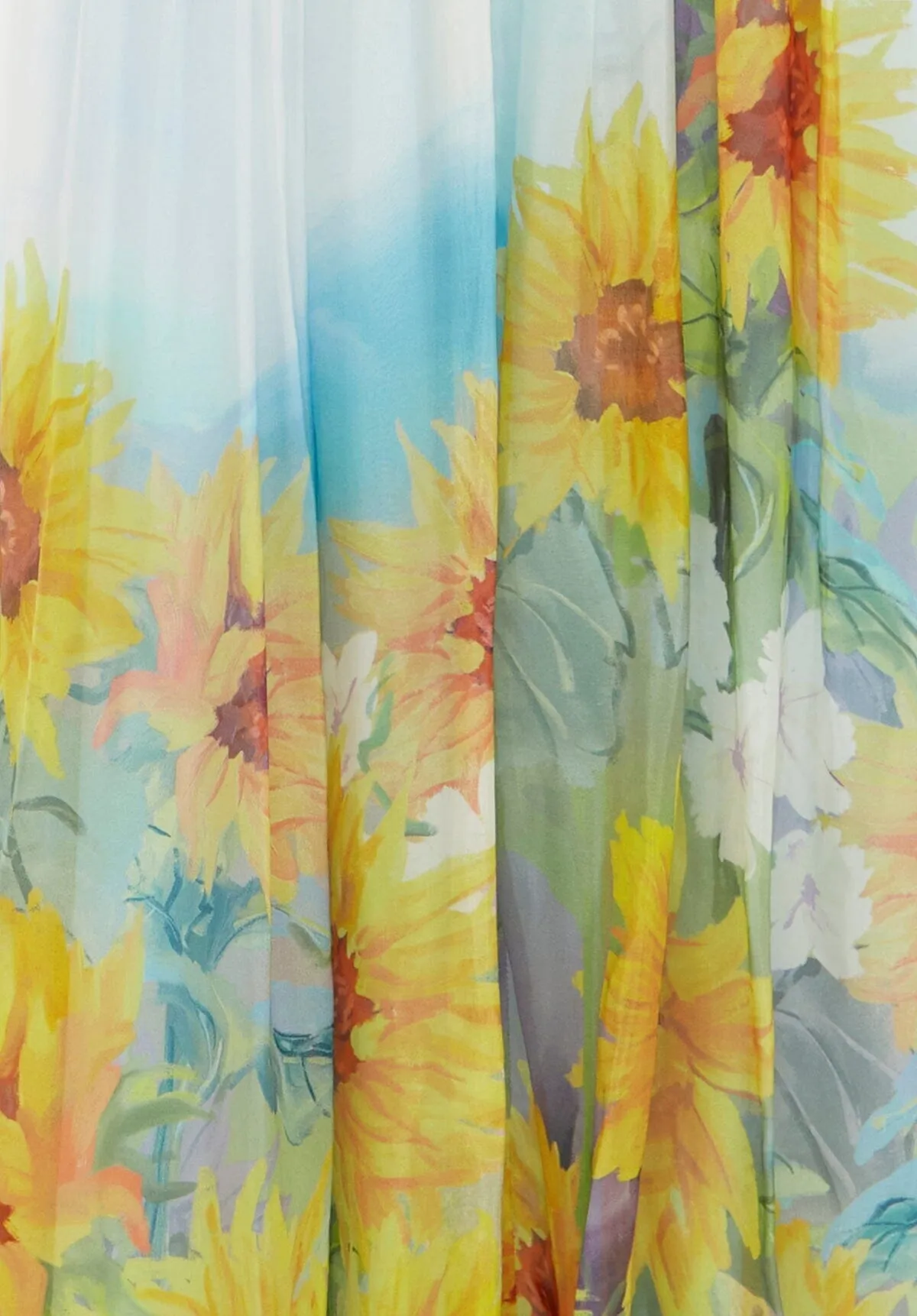 Claudette Silk Halterneck Maxi Dress - Sunflower Print in Landscape