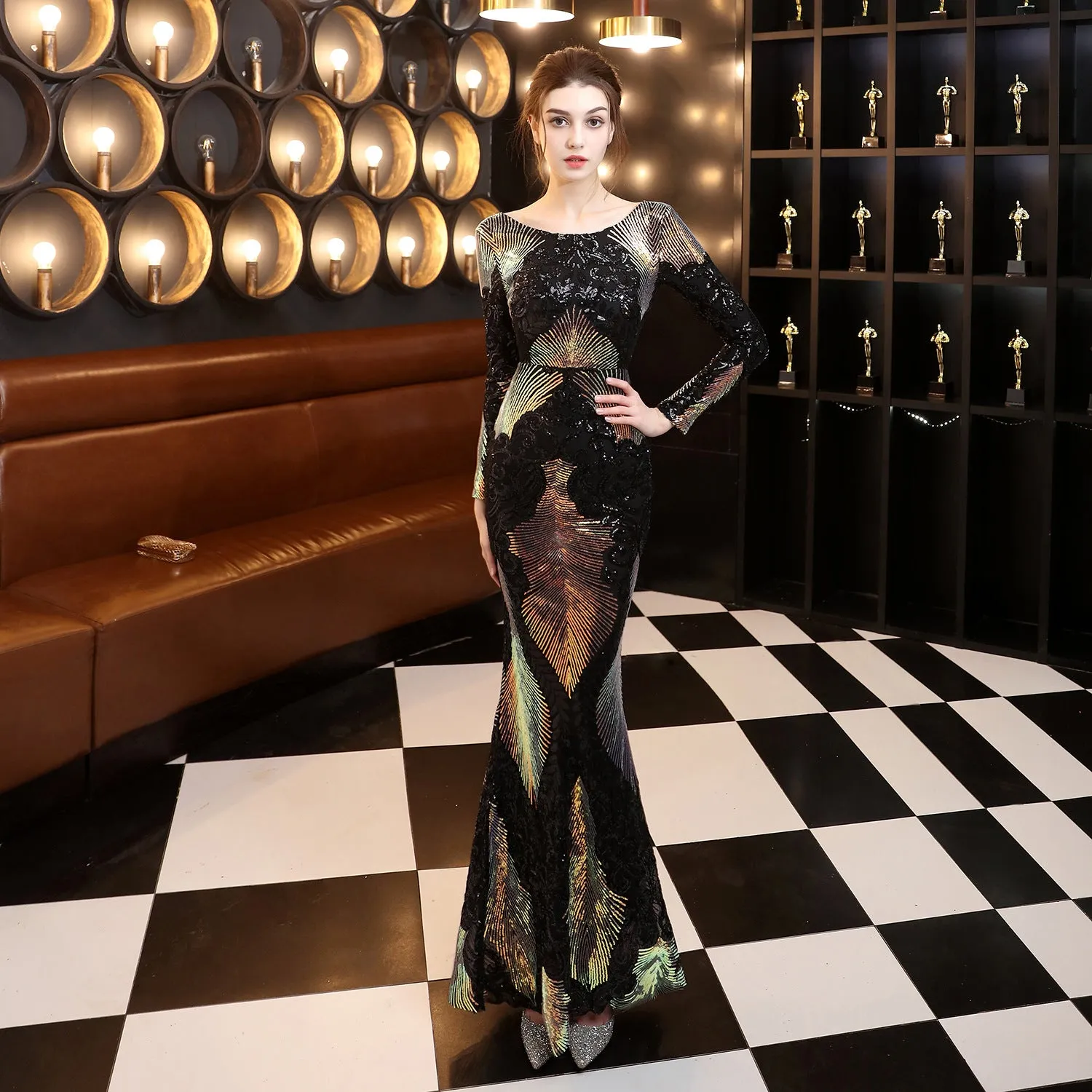 Clearance Price Backless Sequin Formal Dress  Last Few Pieces!