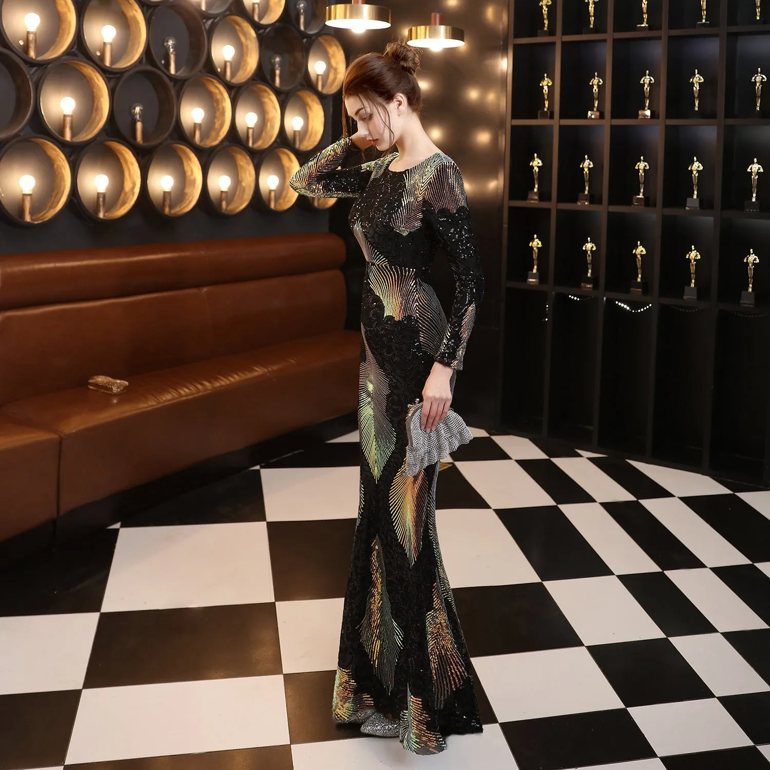 Clearance Price Backless Sequin Formal Dress  Last Few Pieces!