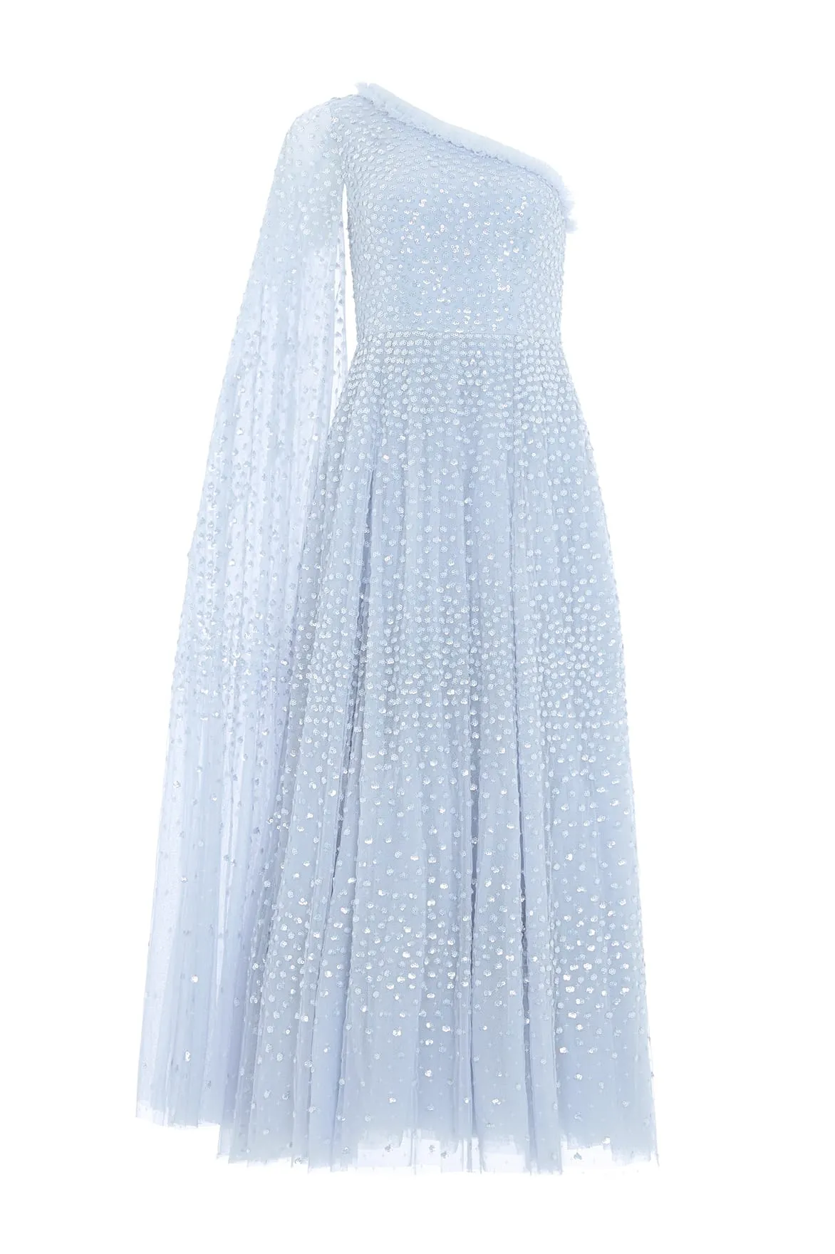 Clearance Price Scatter Dot One-Shoulder Ankle Gown NEEDLE THREAD  Today Only!