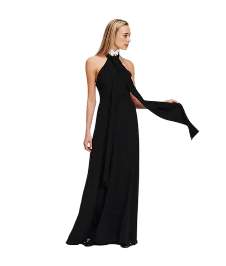 COLLAR AND BOWTIE MAXI DRESS