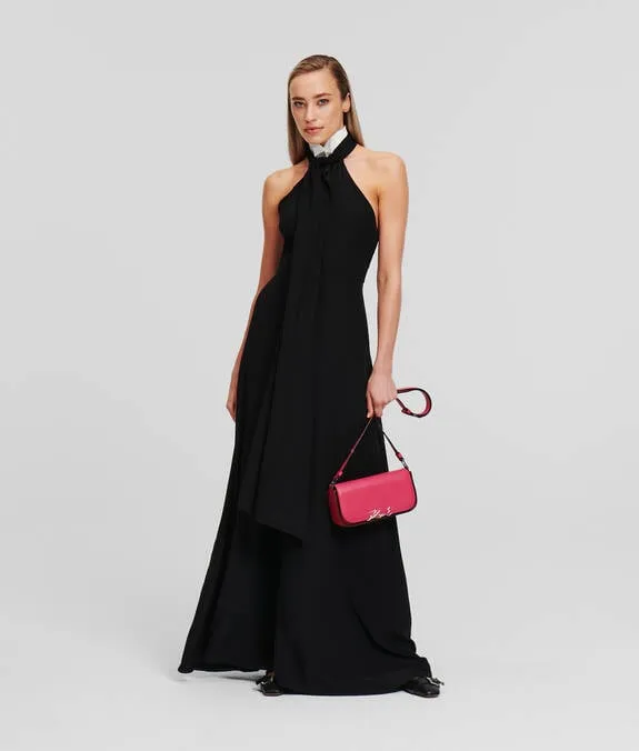 COLLAR AND BOWTIE MAXI DRESS