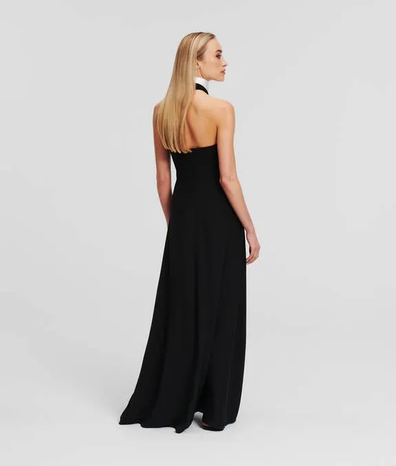 COLLAR AND BOWTIE MAXI DRESS