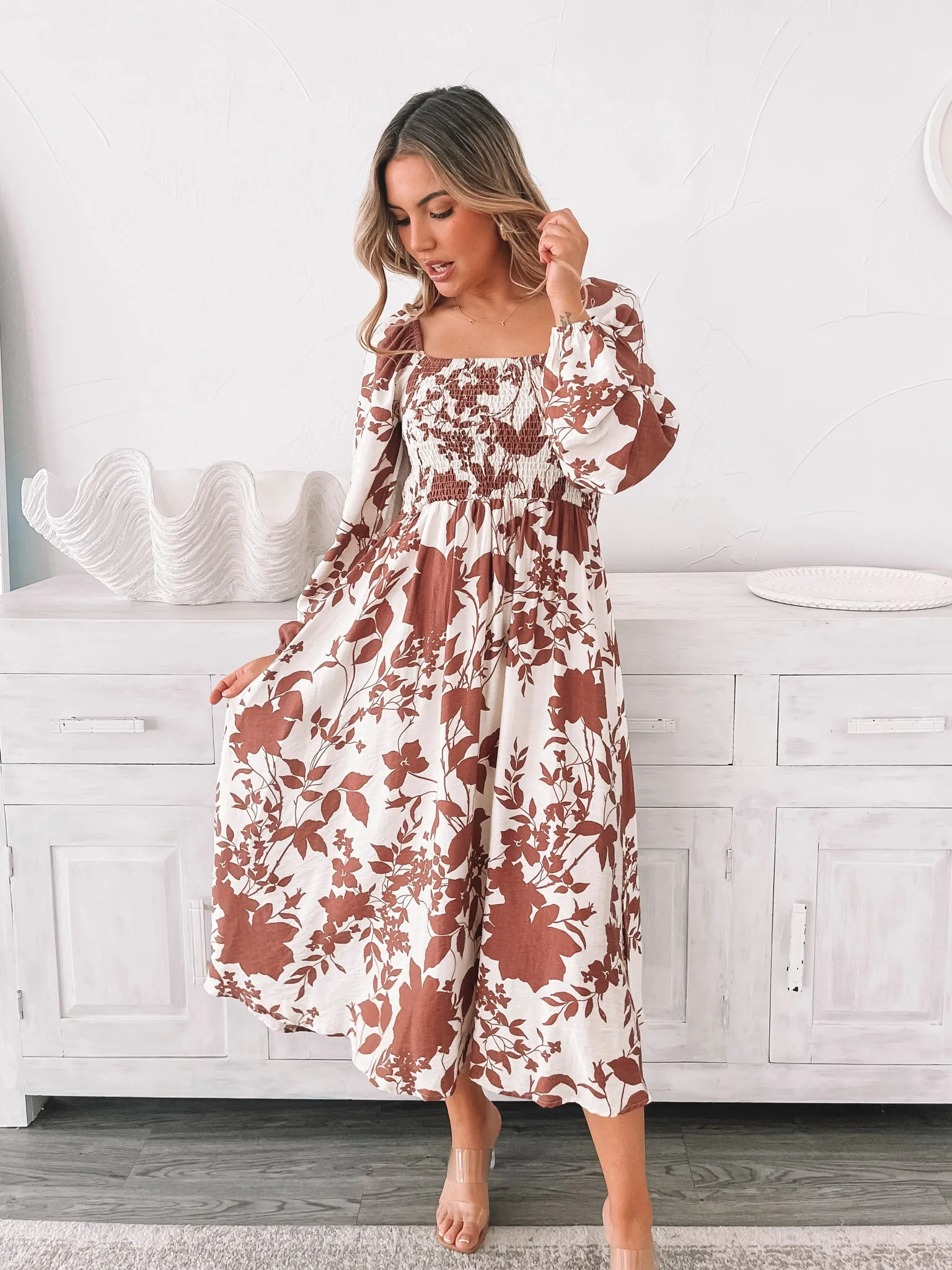 Corena Dress - Tan Print